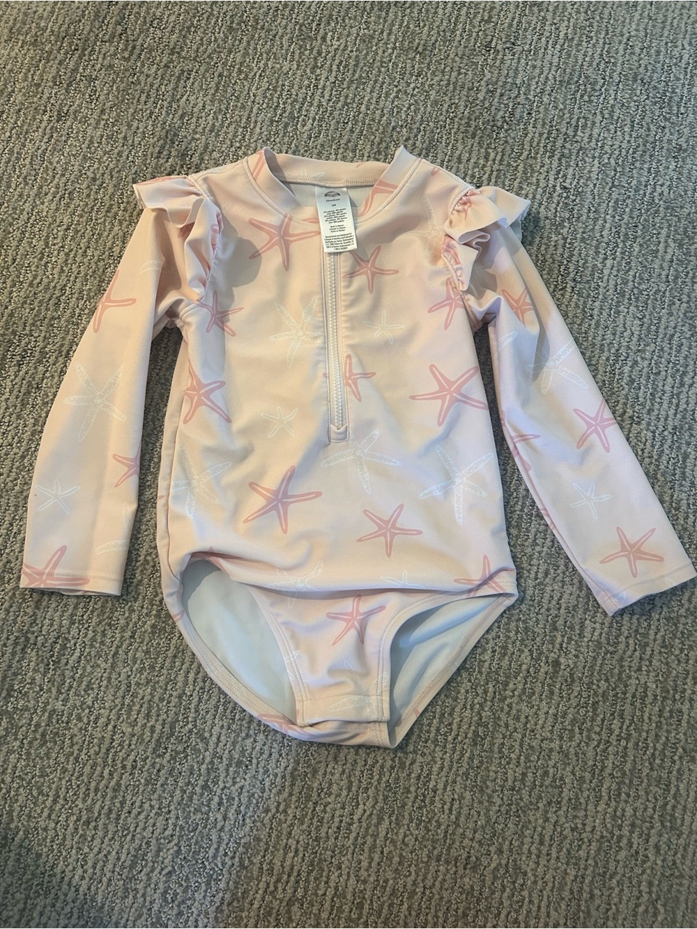 Gerber Light Pink Starfish Long-Sleeve One-Piece Swimsuit
